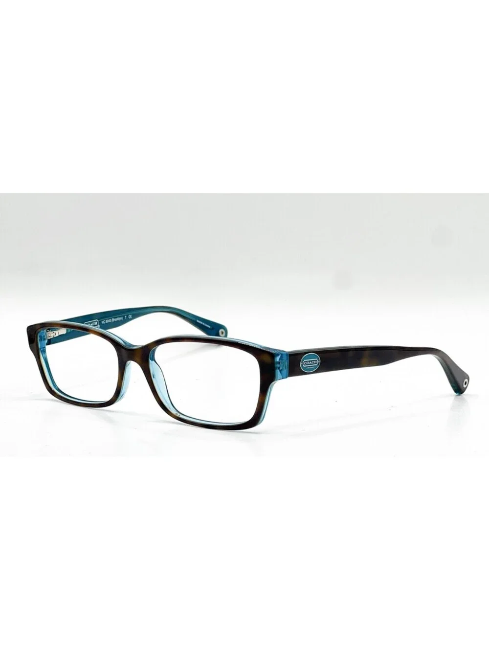 Coach HC 6040 5116 Dark Tortoise Teal Rectangle Authentic Eyeglass Frames 52-16